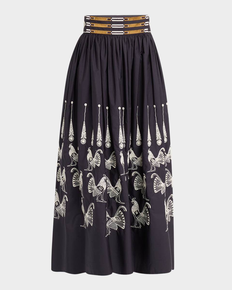 Ombretta Embroidered A-Line Maxi Skirt